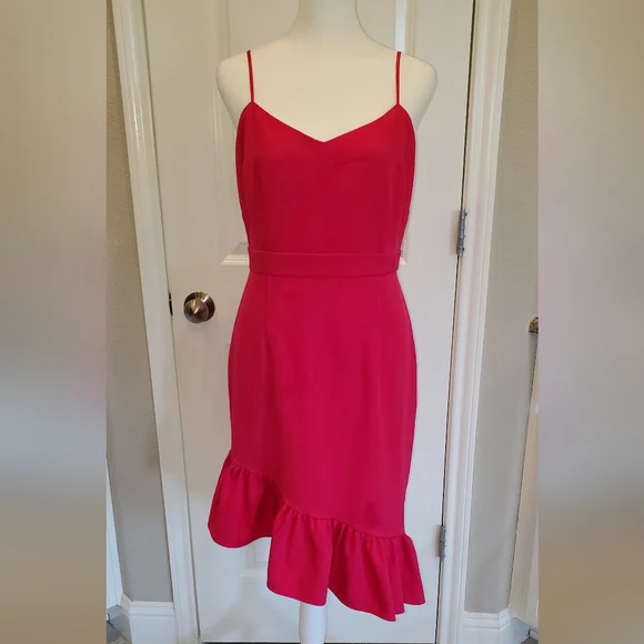Chelsea 28 Hot Pink Spaghetti Strap Cocktail Party Dress, size 6 petite - Picture 12 of 12